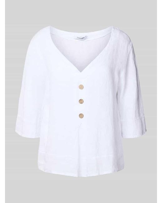 ZABAIONE White Loose Fit Hemdbluse aus reinem Leinen