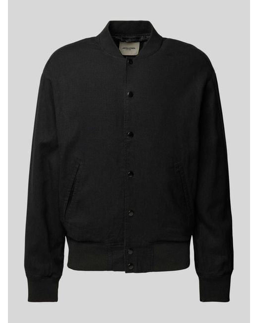 Jack & Jones Bomberjack Van Linnen Met Paspelzakken in het Black voor heren