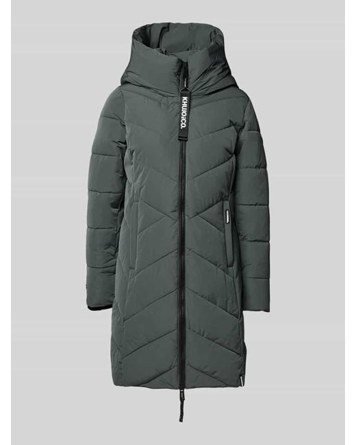 Khujo Gray Regular Fit Steppmantel mit Logo-Print Modell 'Darka'