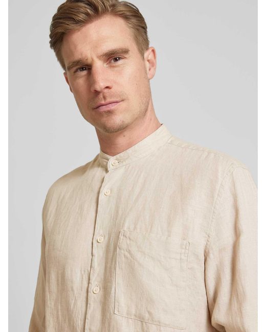 Marc O' Polo Regular Fit Linnen Overhemd Met Opstaande Kraag in het Natural voor heren
