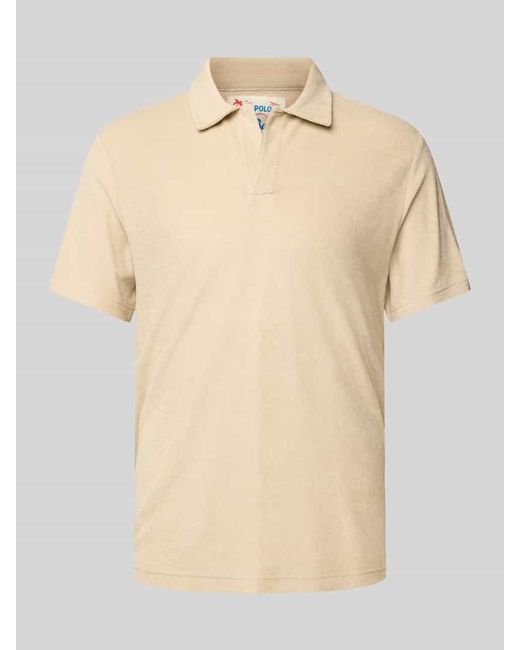 Mc2 Saint Barth Slim Fit Poloshirt mit V-Ausschnitt Modell 'JEREMY - TERRY' in Natural für Herren