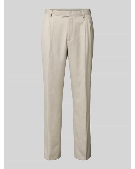 Mcneal Regular Fit Bundfaltenhose mit Strukturmuster in Natural für Herren