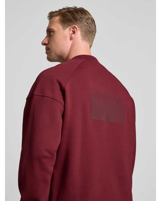 HUGO Regular Fit Sweatshirt aus reiner Baumwolle Modell 'DELASTCREW' in Red für Herren