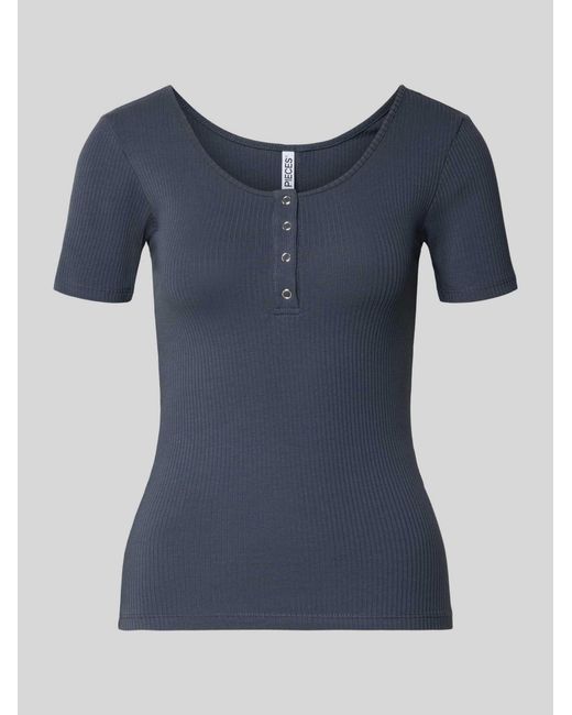 Pieces T-shirt Met Ribstructuur in het Blue