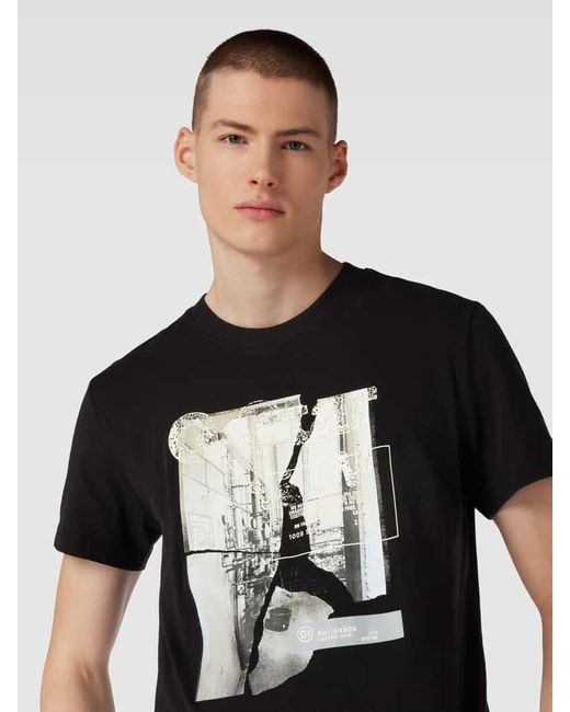 G-Star RAW T-Shirt mit Label-Motiv-Print in Black für Herren