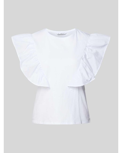 Mango White T-Shirt mit Volants Modell 'POPE'
