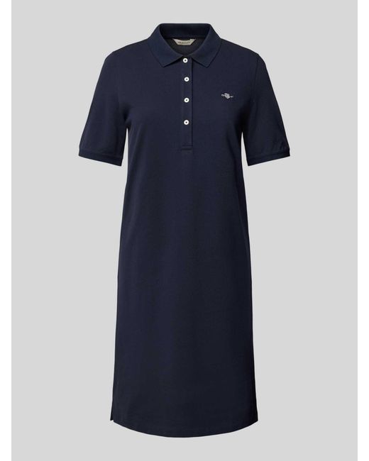 Gant Knielange Polojurk Met Logostitching in het Blue