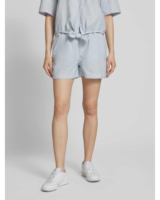 Tommy Hilfiger Blue Regular Fit Paperbag-Shorts aus Baumwoll-Leinen-Mix