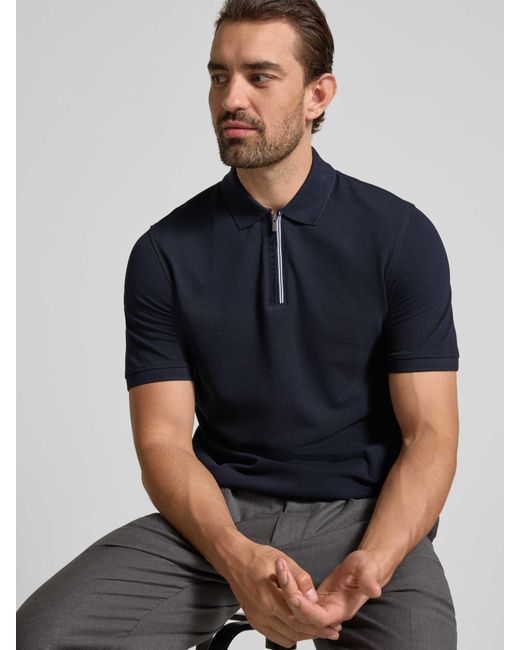 Bugatti Regular Fit Poloshirt Met Ritssluiting in het Blue voor heren