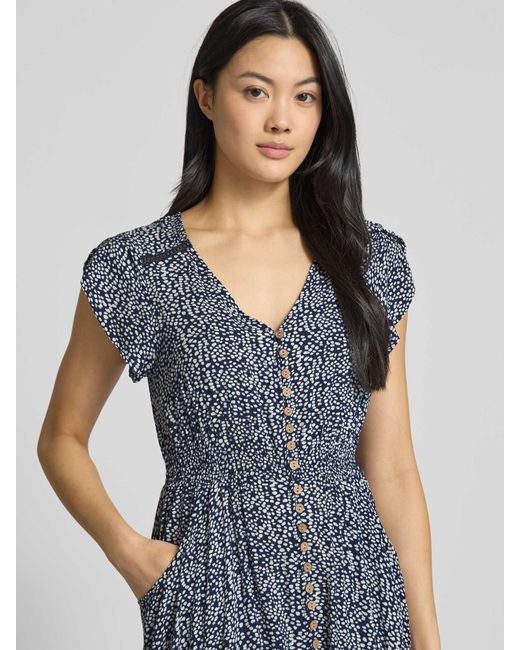 Apricot Midi-jurk Met Knoopsluiting in het Blue