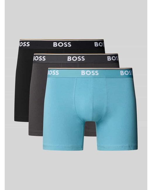Boss Regular Fit Trunks aus Baumwoll-Mix im 3er-Pack in Blue für Herren