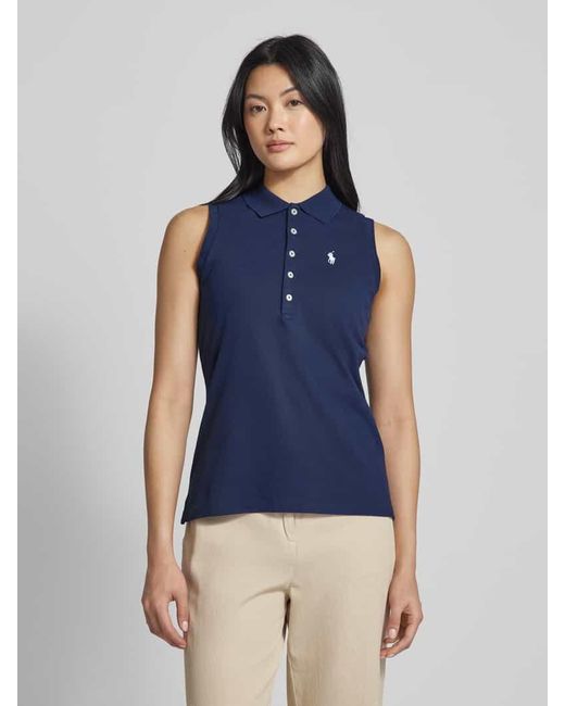 Polo Ralph Lauren Blue Slim Fit Poloshirt im ärmellosen Design Modell 'JULIE'