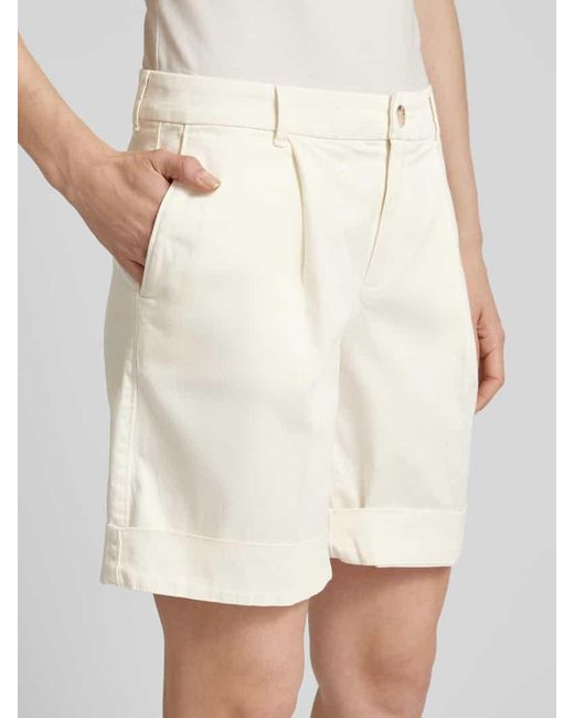 Boss White Regular Fit Shorts mit Bundfalten Modell 'Taggie'