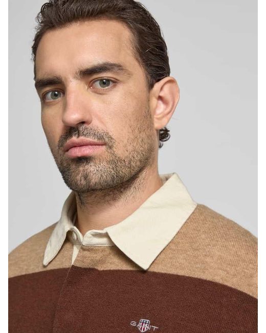 Gant Strickpullover mit Label-Stitching in Brown für Herren