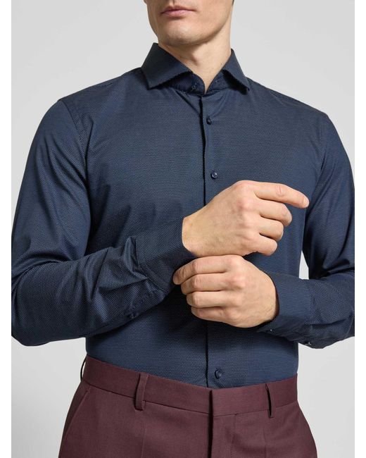 Boss Regular Fit Zakelijk Overhemd Met Haaikraag, Model 'Hank' in het Blue voor heren