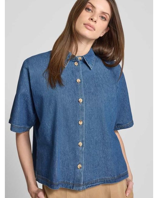 Jake*s Blue Relaxed Fit Jeansbluse mit Knopfleiste