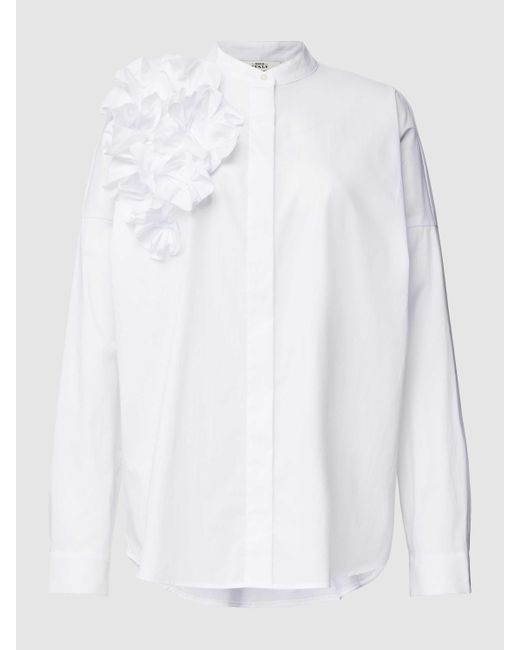 0039 Italy White Bluse mit floralen Applikationen Modell 'Sonja Flower'