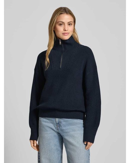Jake*s Blue Strickpullover mit Troyer-Kragen