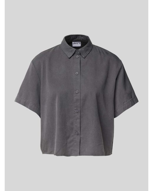 Jake*s Regular Fit Blouse Met Doorknoopsluiting in het Gray