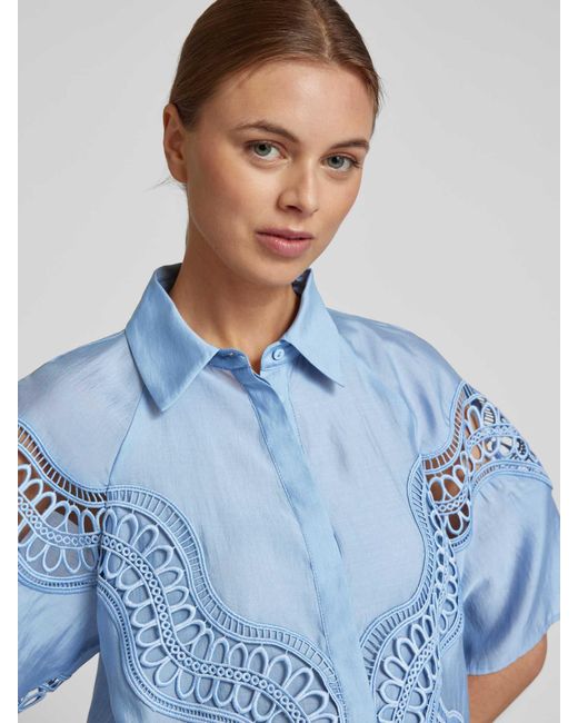 Copenhagen Muse Regular Fit Blouseshirt Met Broderie Anglaise in het Blue