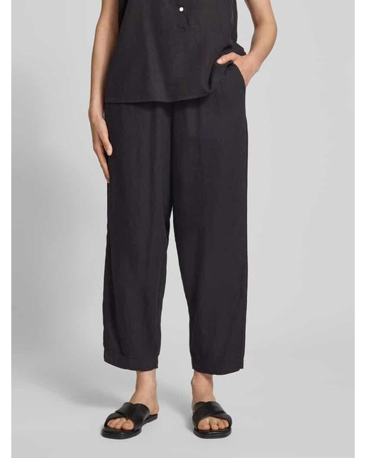 Ichi Black Stoffhose aus Leinen-Viskose-Mix mit elastischem Bund