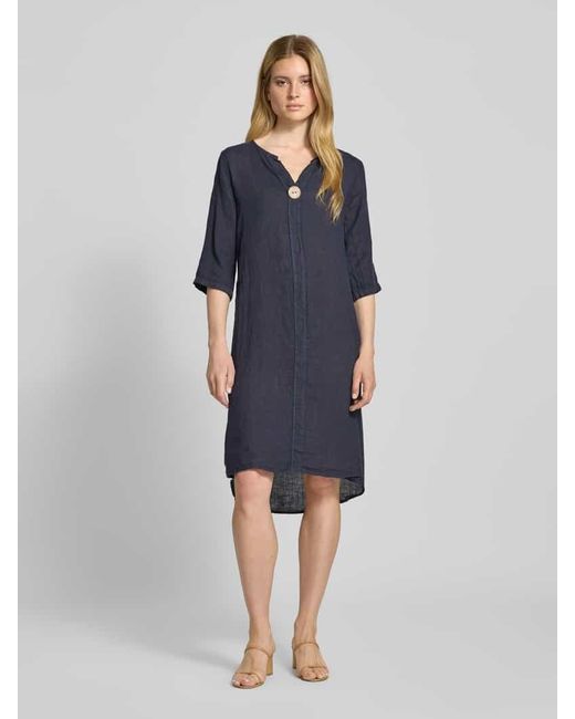ZABAIONE Blue Knielanges Kleid aus reinem Leinen