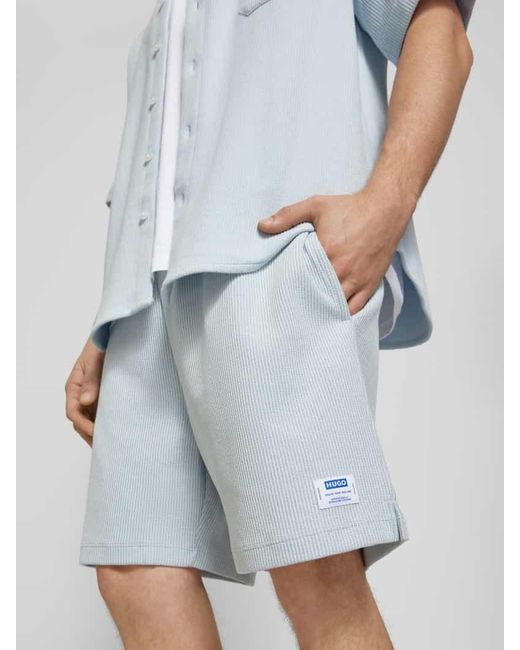 HUGO Regular Fit Sweatshorts Mit Strukturmuster Modell 'Nuwafflo' in Blue für Herren