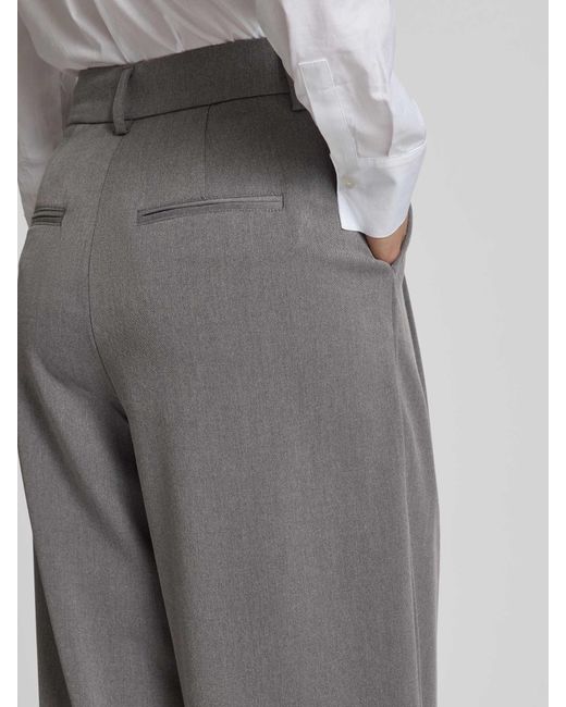 MSCH Copenhagen Baggy Fit Stoffen Broek Met Plooien, Model 'Henrika' in het Gray