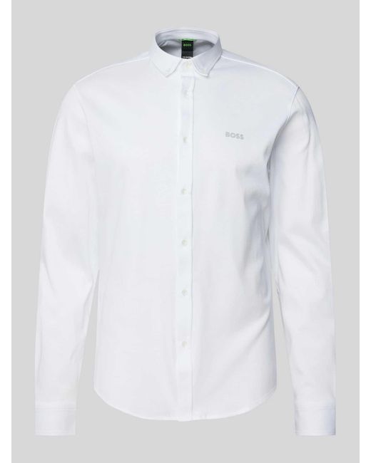 Boss Slim Fit Vrijetijdsoverhemd Met Button-downkraag in het White voor heren
