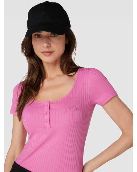Guess Pink T-Shirt in Ripp-Optik Modell 'SAMANTHA'