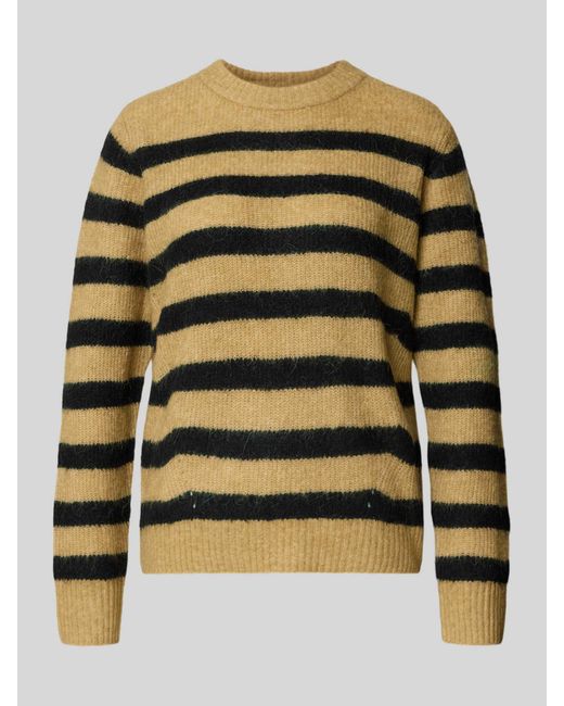 Mos Mosh Gebreide Pullover Met Ronde Hals, Model 'Thora' in het Natural