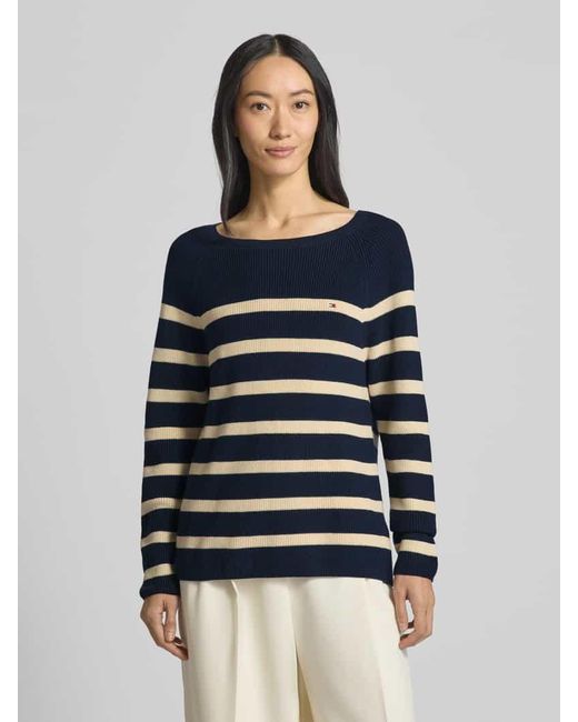 Tommy Hilfiger Blue Regular Fit Strickpullover aus reiner Baumwolle