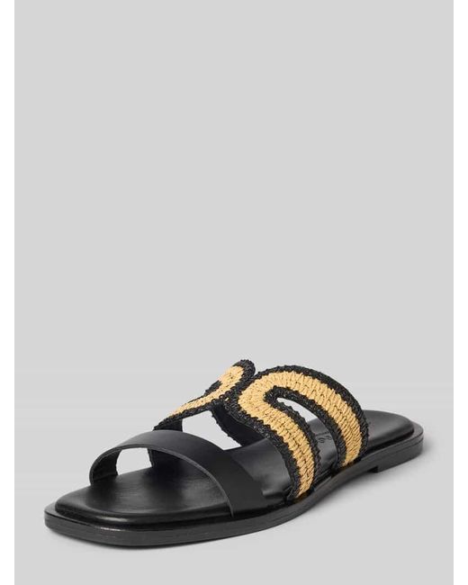 Marc O' Polo Black Pantolette mit Raffiabast Detail