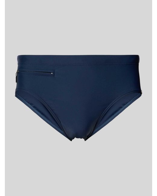 Schiesser Slim Fit Zwembroek Met Ritszak in het Blue voor heren