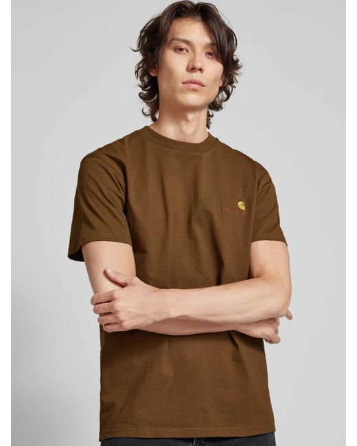 Carhartt T-Shirt mit Label-Stitching Modell 'American Script' in Brown für Herren