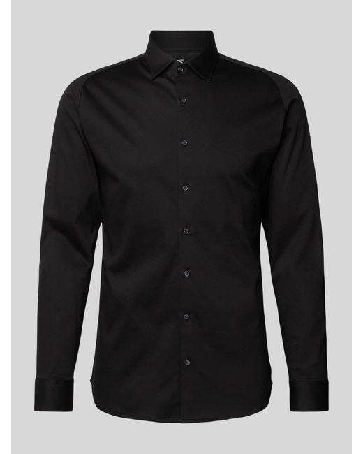 DESOTO Slim Fit Zakelijk Overhemd Met Kentkraag in het Black voor heren