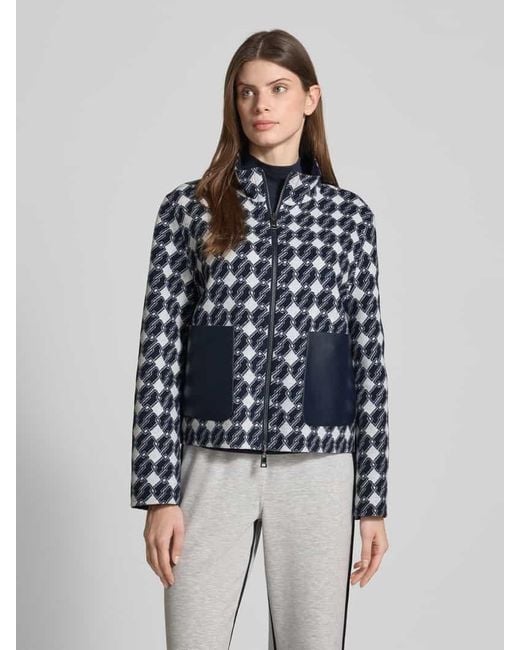 Marc Cain Blue Regular Fit Jacke aus Baumwoll-Mix mit Stehkragen
