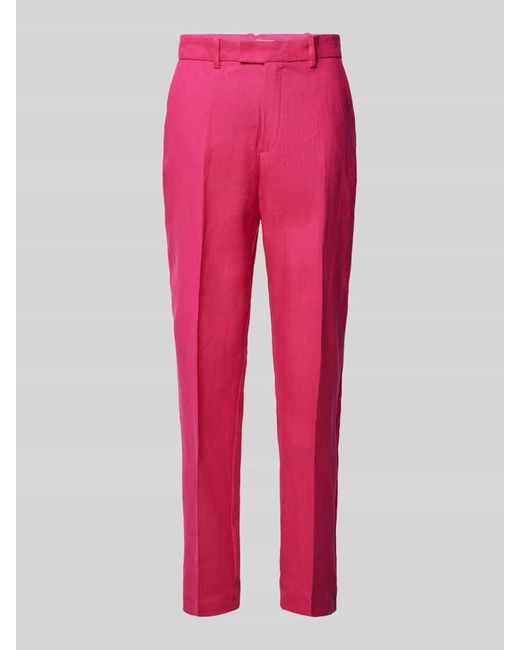Mango Pink Slim Fit Bundfaltenhose aus Leinen mit Gesäßtaschen