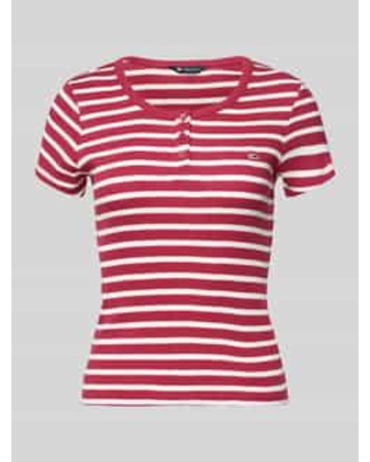 Tommy Hilfiger T-shirt Met Korte Knoopsluiting in het Red