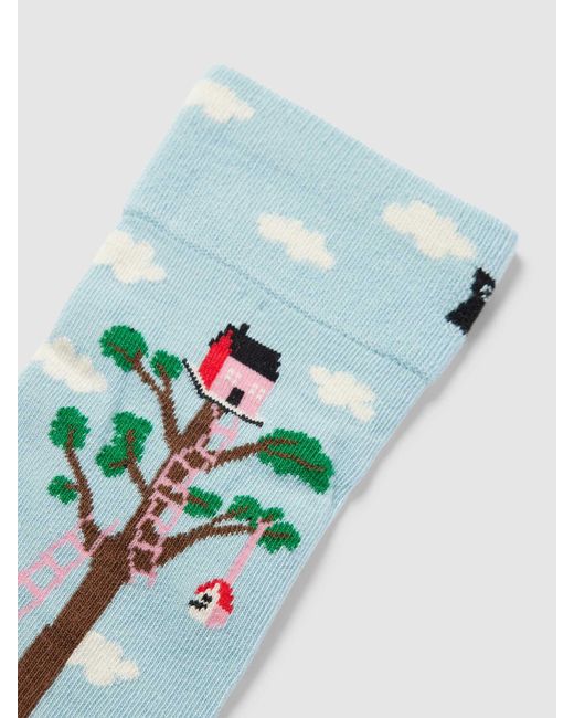Happy Socks Socken mit Allover-Muster Modell 'Treehouse' in Green für Herren
