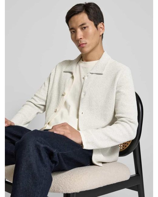 Marc O' Polo Regular Fit Strickjacke aus strukturiertem Baumwoll-Mix in Natural für Herren