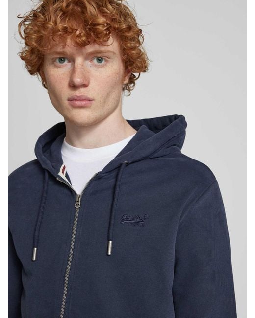 Superdry Sweatjack Met Labelstitching in het Blue voor heren