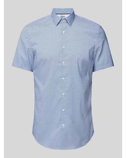 Jake*s Slim Fit Zakelijk Overhemd Met All-over Motief in het Blue voor heren