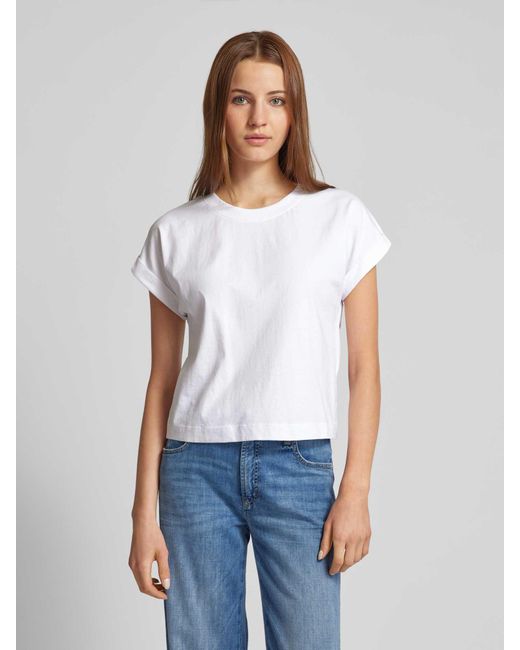 Stefanel White T-Shirt in unifarbenem Design