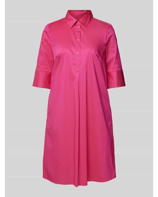 christian berg Pink Knielanges Kleid mit kurzer Knopfleiste