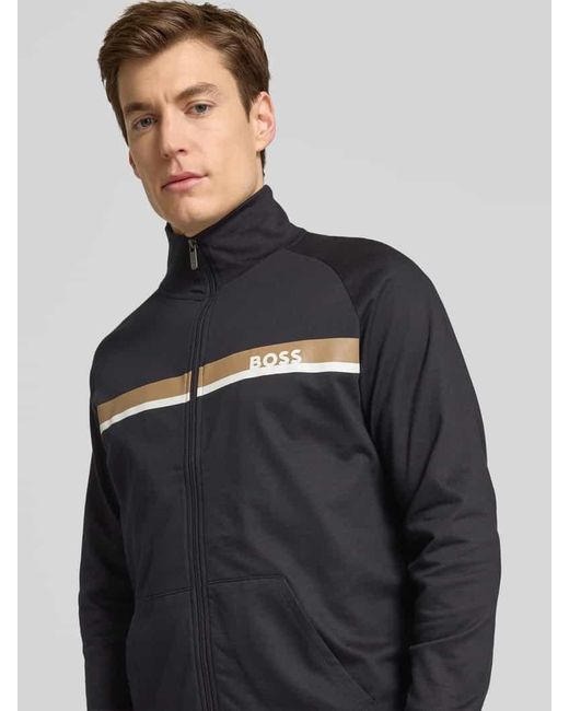 Boss Sweatjacke Mit Label-Print in Black für Herren