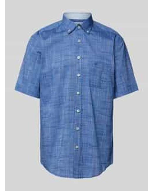 Fynch-Hatton Vrijetijdsoverhemd Met Button-Downkraag, Model 'Summer' in het Blue voor heren