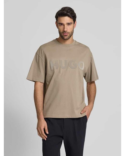 HUGO T-Shirt Mit Label-Print Modell 'Dinkee' in Natural für Herren