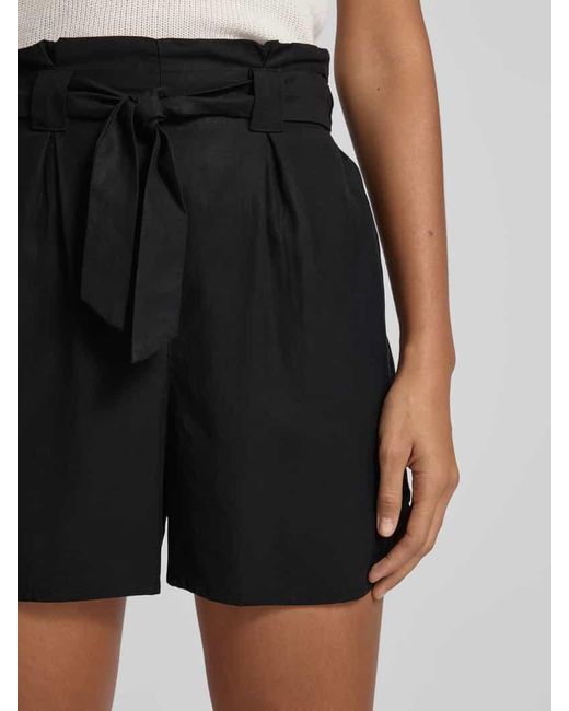 Tom Tailor Black Relaxed Fit Shorts aus Lyocell im Paperbag Look