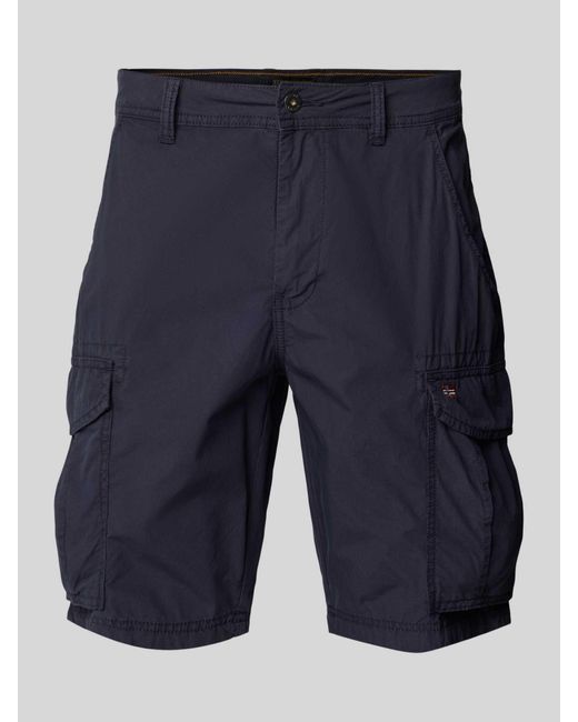 Napapijri Loose Fit Korte Cargobroek Met Logostitching in het Blue voor heren